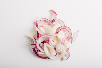Obraz na płótnie Canvas close up of freshly cut onion rings