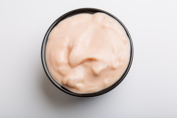 close up of pink garlic sauce