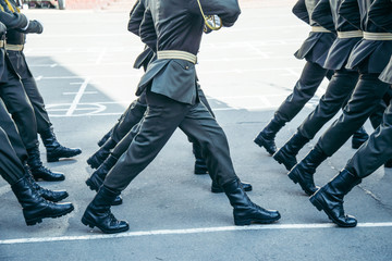Military boots army walk the parade ground