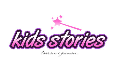 kids stories word text logo icon design concept idea