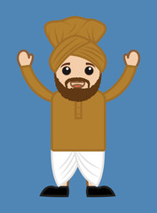 Happy desi indian Cartoon Farmer Character