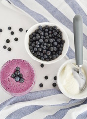 Blueberry Milkshake Ice Cream Violet White Background Towel Blue Lines