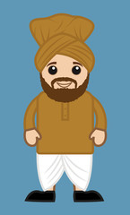 Smiling Cartoon Sardar Face Expression