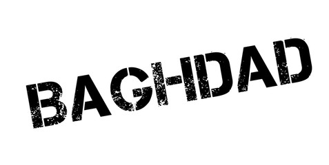 Baghdad rubber stamp. Grunge design with dust scratches. Effects can be easily removed for a clean, crisp look. Color is easily changed.