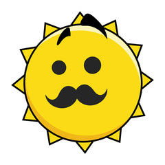 Funny cute Face Smiley Vector with mustaches 