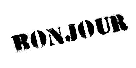 Bonjour rubber stamp. Grunge design with dust scratches. Effects can be easily removed for a clean, crisp look. Color is easily changed. © lkeskinen