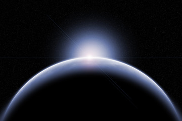 Frozen ice planet which has star field as background