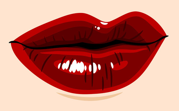 Sensual female lips, . Sticker, Template