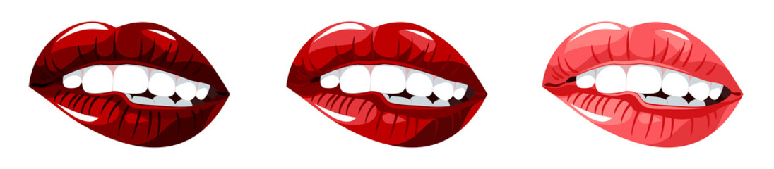 Obraz premium Set of images of beautiful, sensual female lips