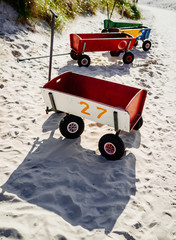 Child's beach handcart at the beach