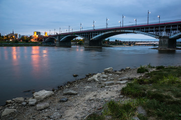 Obraz na płótnie Canvas Poniatowski bridge over the Vistula river in Warsaw, Poland