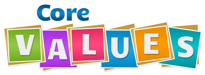 Core Values Colorful Squares Text 