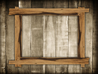 Picture frames made of plank wood on wooden background