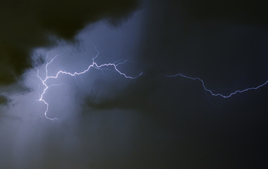 flash lightning and cloudy sky