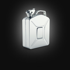 Gas canister on black gradient background with reflection 3d