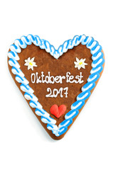 Oktoberfest Gingerbread heart 2017 on white isolated background