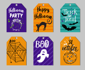 Set of gift tags with Halloween elements