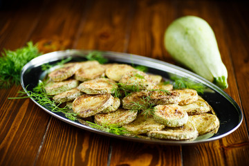 zucchini roasted slices in a plate
