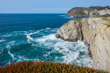 Detail of the coast cliffs in Bizkaia