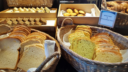 Delicious fresh croissants in the basket photo