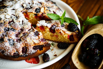 Sweet biscuit pie with mulberry berries