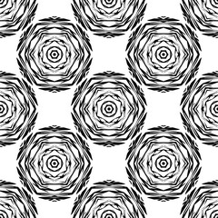 Black and white seamless background with abstract geometric pattern. Lace background. Textile rapport.