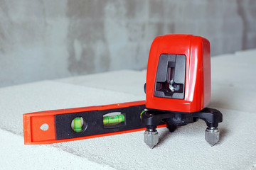 Fototapeta premium Different builder levels at the workplace on construction