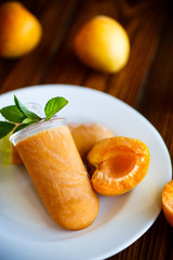 Sweet ice cream from apricots