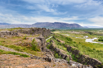 Fototapeta na wymiar Beautiful view in Thingvellir National Park, Southern Iceland