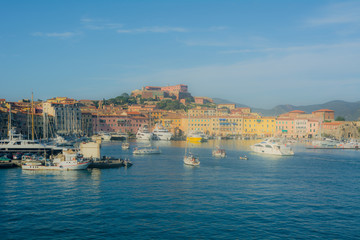 Fototapeta na wymiar The port of the city of Portoferraio, on the island of Elba