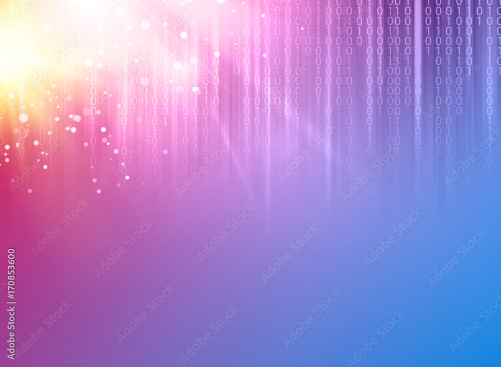 Poster Scince illustration of bigdata array. Information streams of cybercode flow. Future technology of chemical science. Digital element with binary code. Vector illustration.