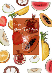 Hand drawn fruit for illustrated design. vector and background.