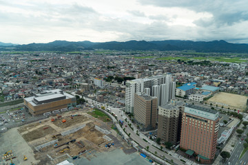 Fototapeta premium 霞城セントラル展望台から見る山形市内の風景