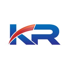 modern vector initial letters logo swoosh kr red blue