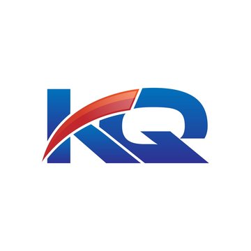 modern vector initial letters logo swoosh kq red blue