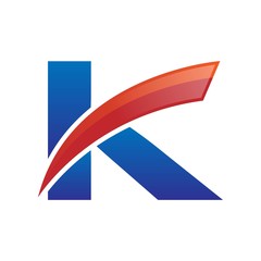 modern vector initial letters logo swoosh k red blue