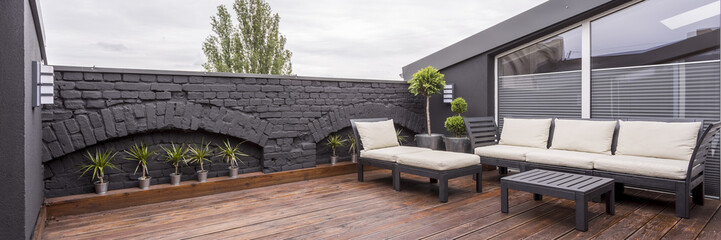 Black Garden Furniture Corner Sofa Sets