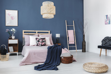 Designed chair in pastel bedroom