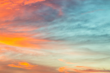 Abstract blurred of colorful dramatic sky in twilight.