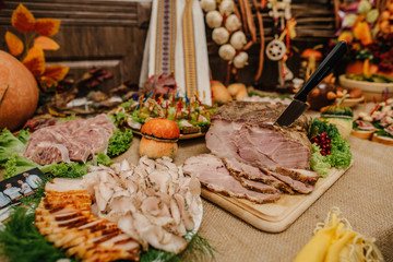 wedding reception  table with snacks