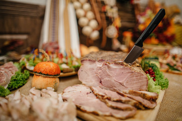 wedding reception  table with snacks