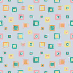 Fototapeta na wymiar Seamless vector geometrical pattern with rhombus, squares. endless background with hand drawn textured geometric figures. Pastel Graphic illustration Template for wrapping, web backgrounds, wallpaper