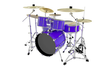Fototapeta na wymiar isolated blue drums set perspective view