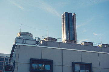 industrial building with modern chimney