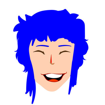 Girl with blue hair