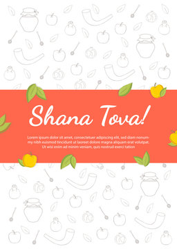  Jewish new year celebration. Vector illustration Rosh hashanah (jewish new year) holiday banner design. Template for postcard, poster, invitation card, cover