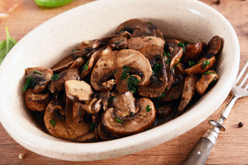 Mushrooms fried with butter and herbs