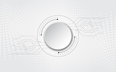 Obraz premium Circle grey white Abstract technological background with various technology elements