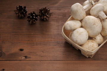mushrooms on a wooden table