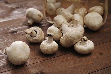 mushrooms on a wooden table